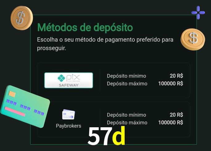 O cassino 57d oferece uma grande variedade de métodos de pagamento